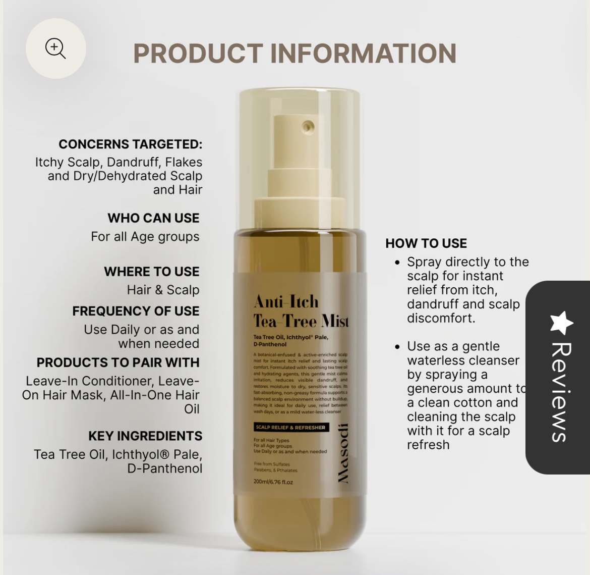 Masodi Anti-itch Tea Tree Hair & Scalp Mist