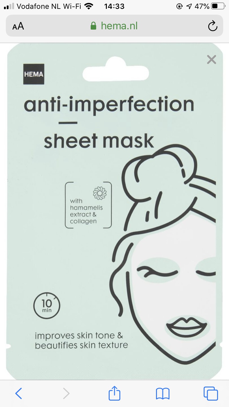 Hema Anti-Imperfection Sheet Mask