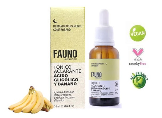 Fauno Tónico Aclarante, Ácido Glicólico Y Banano Fauno 30 Ml.