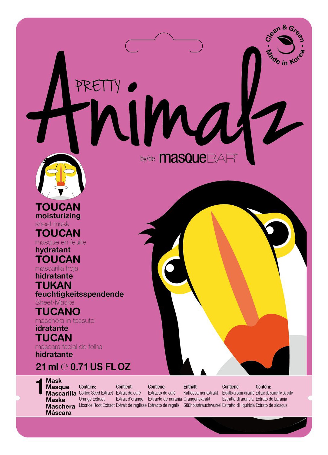 MasqueBAR Pretty Animalz Toucan Moisturizing Sheet Mask