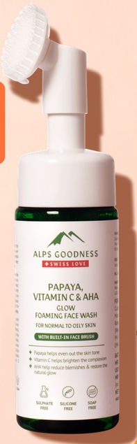 Alps Goodness Papaya, Vitamin C & AHA Glow Foaming Face Wash For Normal To Oily Skin
