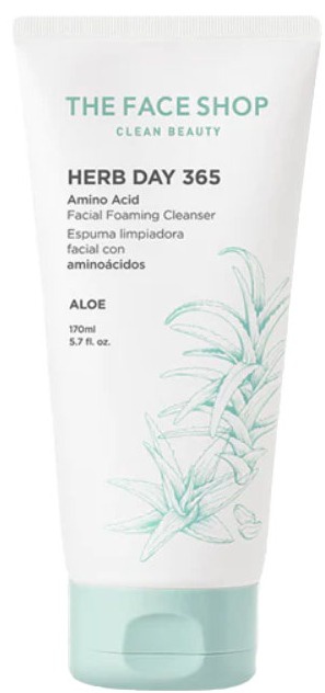 The Face Shop Clean Beauty Herb Day 365 Amino Acid Facial Foaming Cleanser Aloe