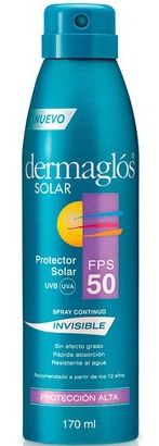 Dermaglós Protector Solar  Con FPS 50 Invisible En Spray Continuo