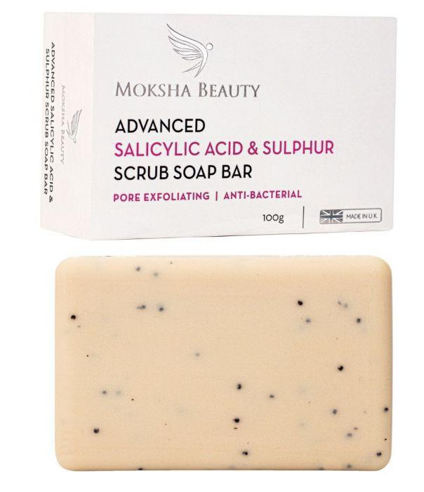 Moksha Beauty Salicylic Acid & Sulphur Scrub Soap Bar