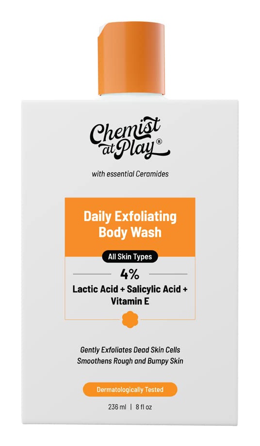 Chemist at Play Exfoliating Body Wash Shower Gel With 4% Lactic Acid, Salicylic Acid & Vitamin E