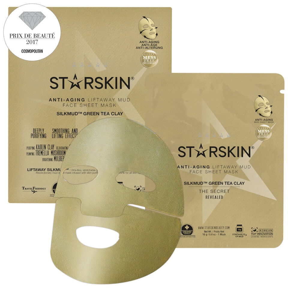 STARSKIN Silkmud™ Green Tea Clay Anti-Aging Liftaway Mud Face Sheet Mask