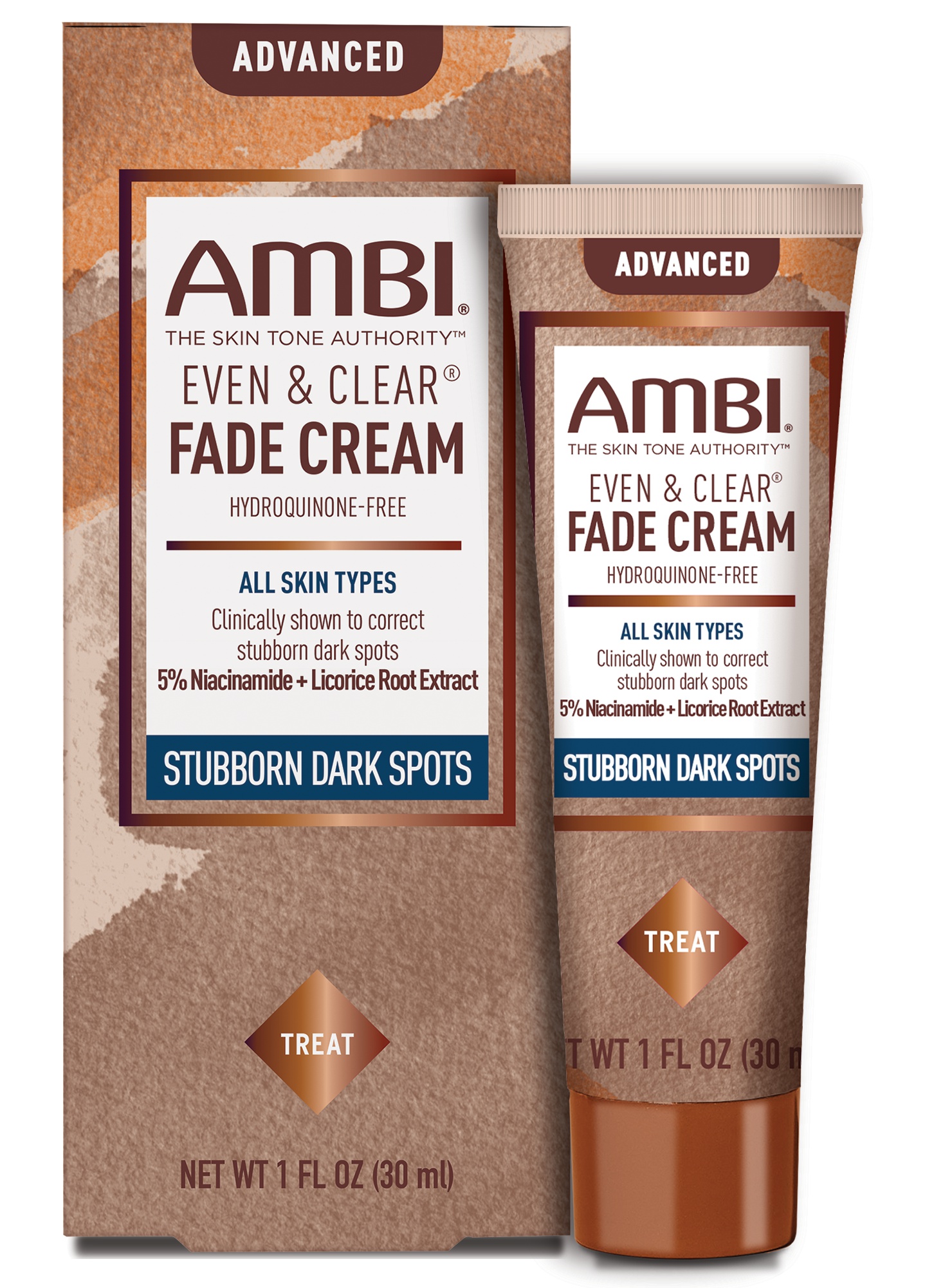 AMBI Even & Clear Advanced Fade Cream, Hydroquinone-free, Hyperpigmentation Treatment, Stubborn Dark Spot