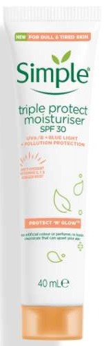 Simple Protect & Glow Triple Protect Spf30 Moisturiser
