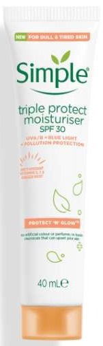 Simple Protect & Glow Triple Protect Spf30 Moisturiser ingredients  (Explained)