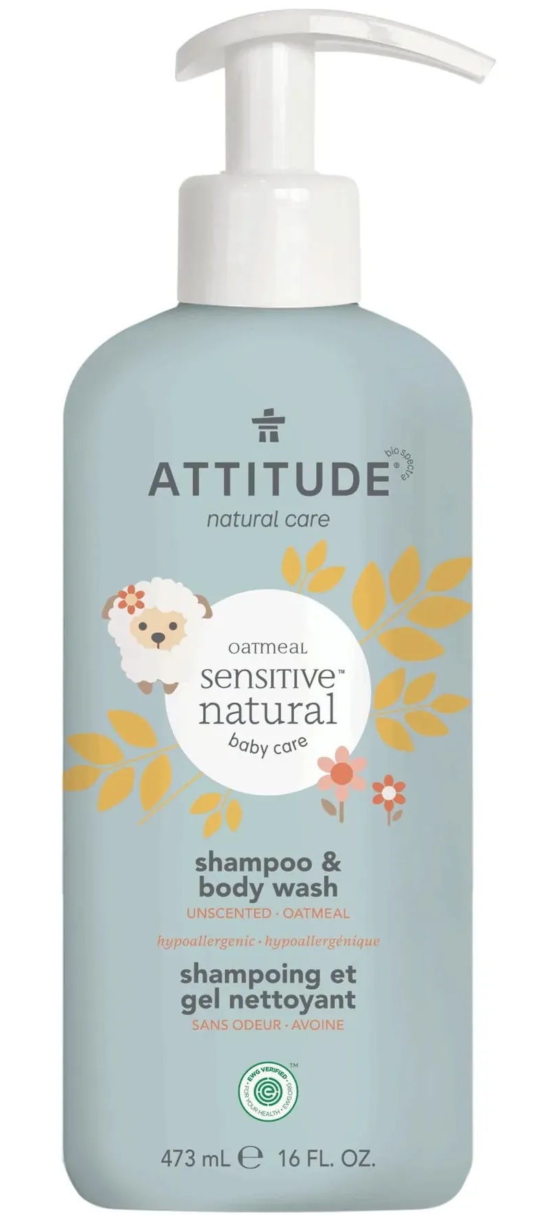 Attitude Baby Oatmeal Sensitive Natural Care Shampoo & Body Wash Unscented