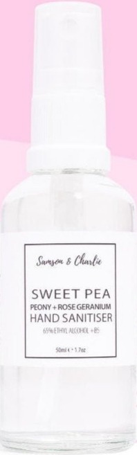 Samson & Charlie Sweet Pea Peony & Rose Geranium Hand Sanitiser