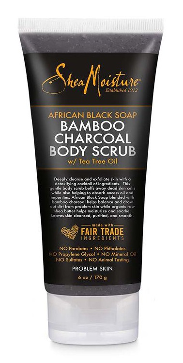 Shea Moisture African Black Soap Bamboo Charcoal Body Scrub W/ Tea Tree Oil