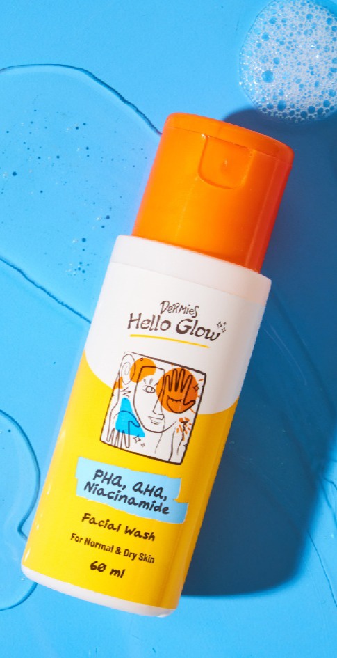 Dermies Hello Glow Facial Wash Normal & Dry 60ml - Sabun Wajah Glowing