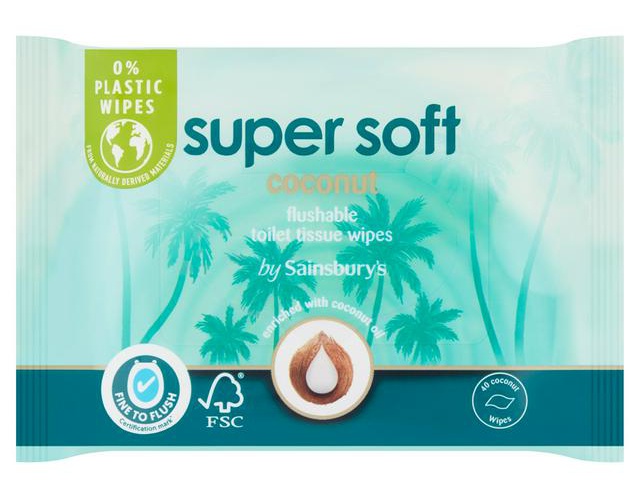 Sainsbury's Flushable Toilet Tissue Wipes Coconut