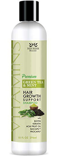 Nourish Beauté Premium Sulfate Free Hair Growth Support Shampoo - Green Tea & Mint