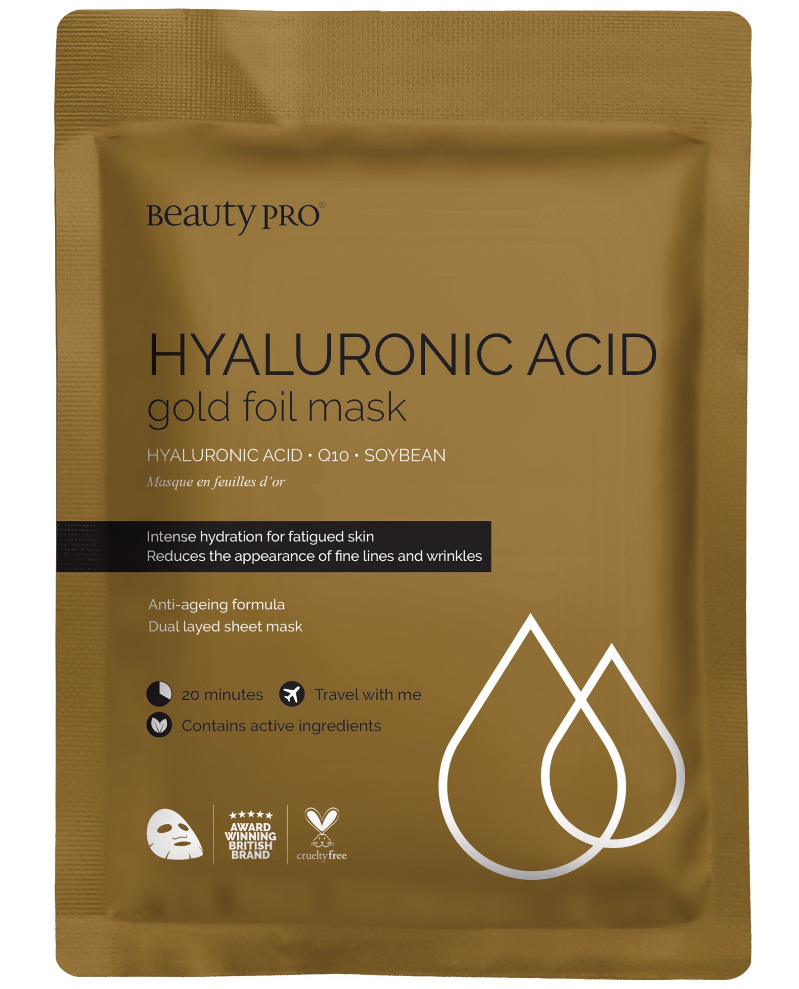 Beauty Pro Hyaluronic Acid Gold Foil Mask