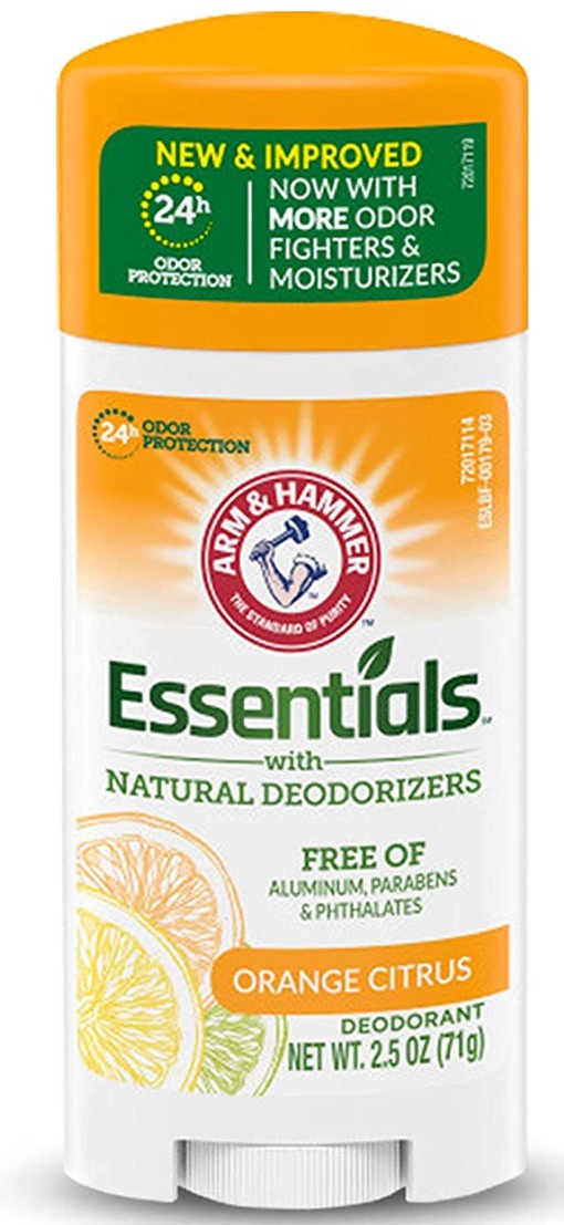 Arm & Hammer Essentials Deodorant- Orange Citrus- Solid Oval - Made With Natural Deodorizers- Free From Aluminum, Parabens & Phthalates