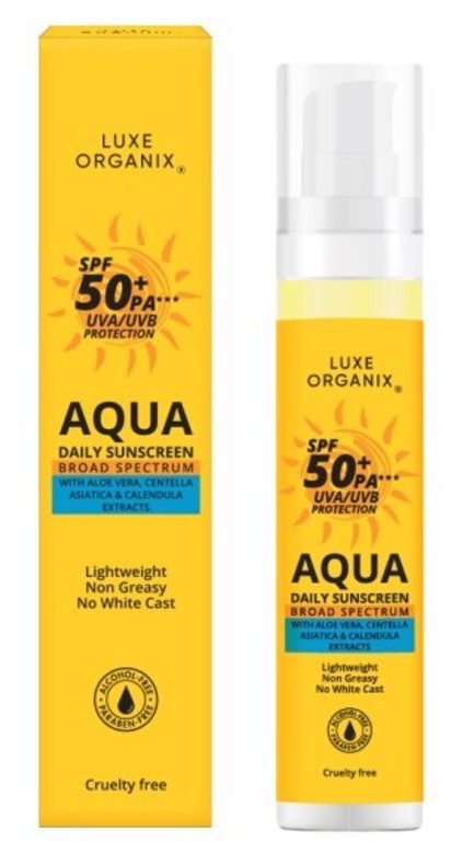 Luxe Organix Spf 50+ Pa*** Uva/Uvb Protection Aqua Daily Sunscreen