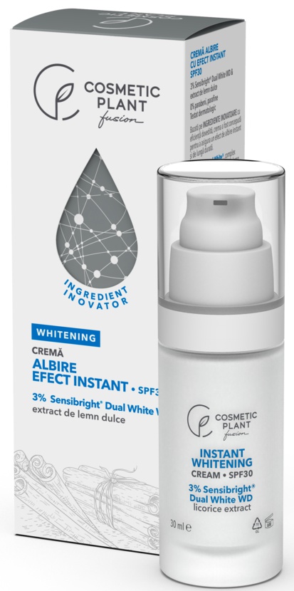 Cosmetic Plant Cremă Albire Cu Efect Instant SPF30 Cu 3% Sensibright® Dual White Wd & Extract De Lemn Dulce