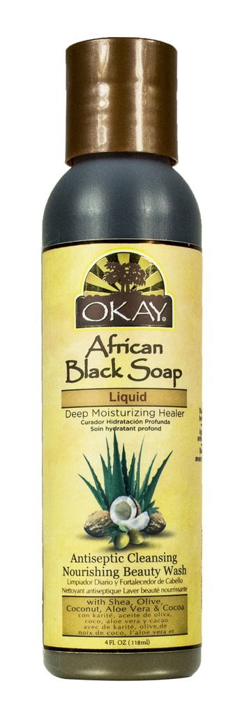 Okay Pure Naturals African Black Soap Liquid, Deep Moisturizing Healer, With Shea, Olive, Coconut, Aloe & Cocoa