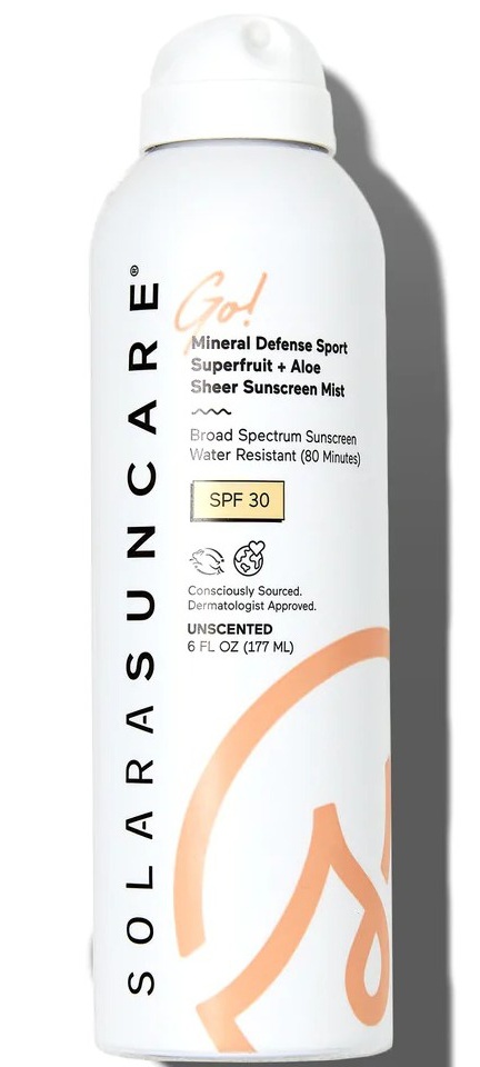 Solara Suncare Go! Mineral Defense Sport Superfruit + Aloe Sunscreen Mist, SPF 30