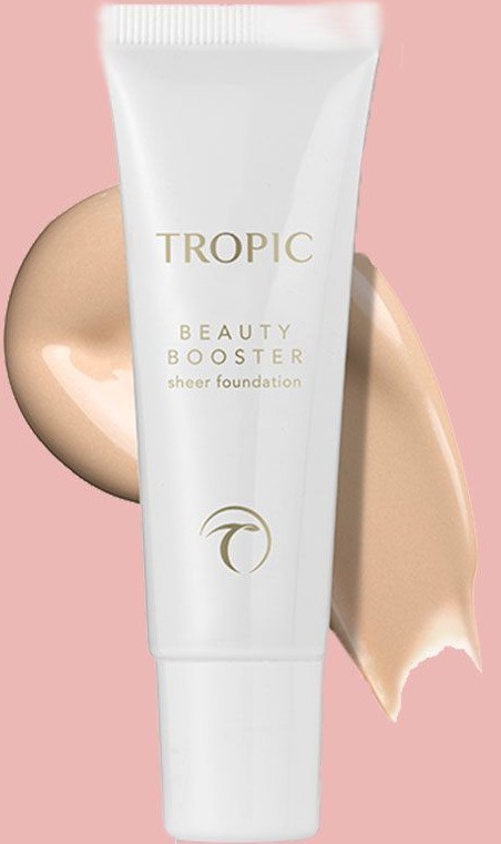 Tropic Beauty Booster Sheer Foundation (shades PORCELAIN, BARELY NUDE, WARM BEIGE, SOFT HONEY, SMOOTH CARAMEL, RICH MOCHA)