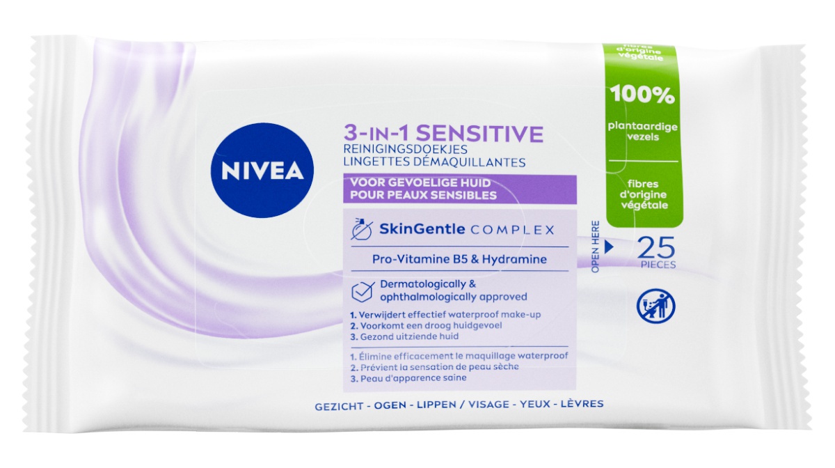 Nivea 3in1 Reinigingsdoekjes Gevoelige Huid 25st