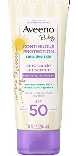 Aveeno Baby Sensitive Skin Lotion Zinc Oxide Sunscreen With Broad Spectrum SPF 50