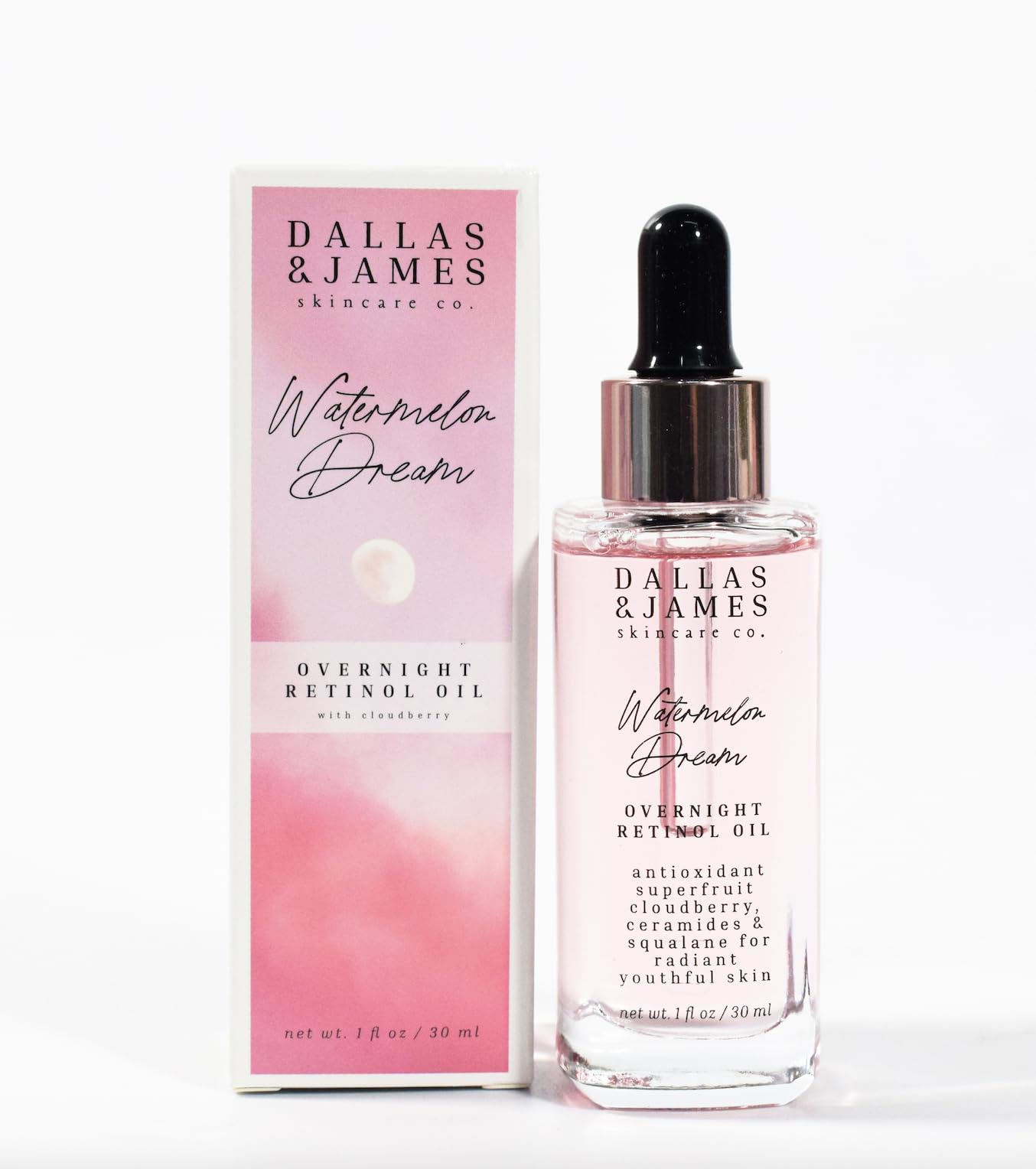 Dallas & James Skincare Co. Watermelon Dream Overnight Retinol Oil with cloudberry