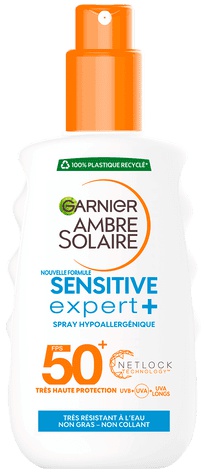 Garnier Ambre Solaire New Formula Sensitive Expert+ Hypoallergenic Spray SPF 50+ With Netlock Technology