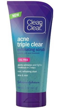 Clean & Clear Acne Triple Clear Exfoliating Facial Scrub - Aloe & Mint