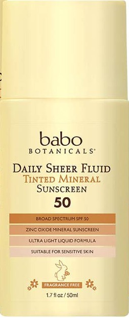Babo Botanicals Daily Sheer Fluid Tinted Mineral Sunscreen Lotion SPF 50