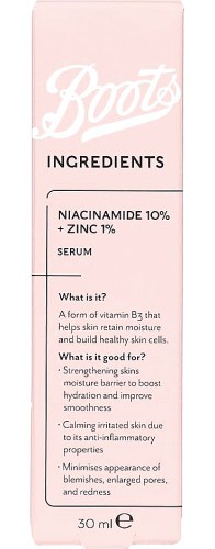 Boots Ingredients Niacinamide 10% + Zinc 1% Serum