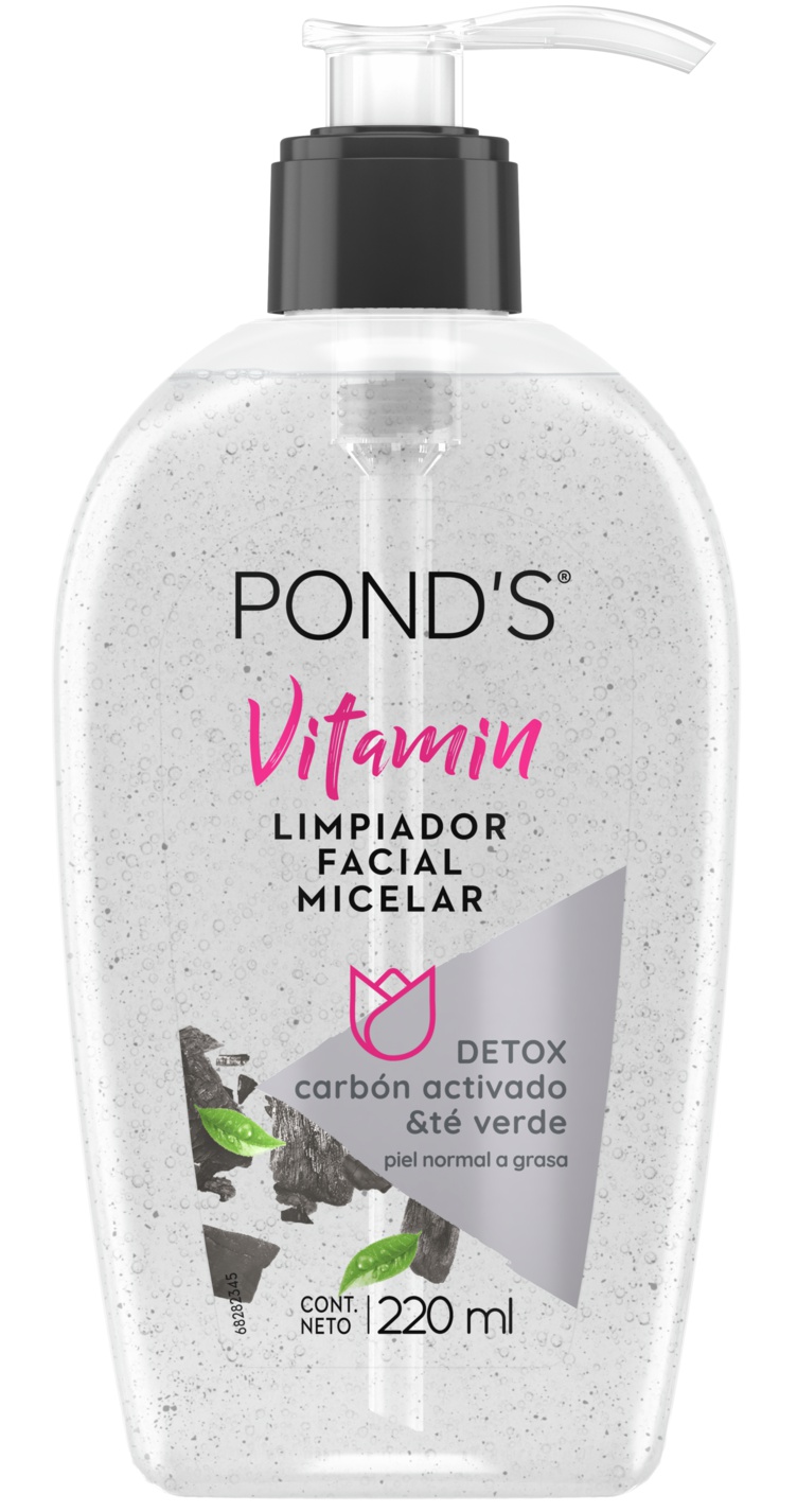 Pond's Vitamin Limpiador Facial Micelar Detox Carbón Activado Y Té Verde
