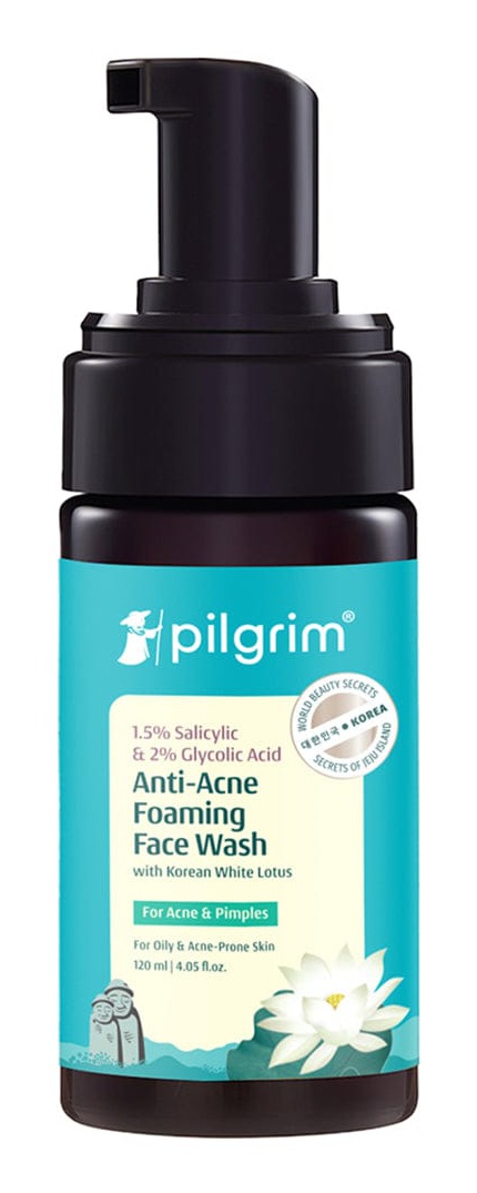Pilgrim Salicylic & Glycolic Acid Foaming Face Wash With Korean White Lotus