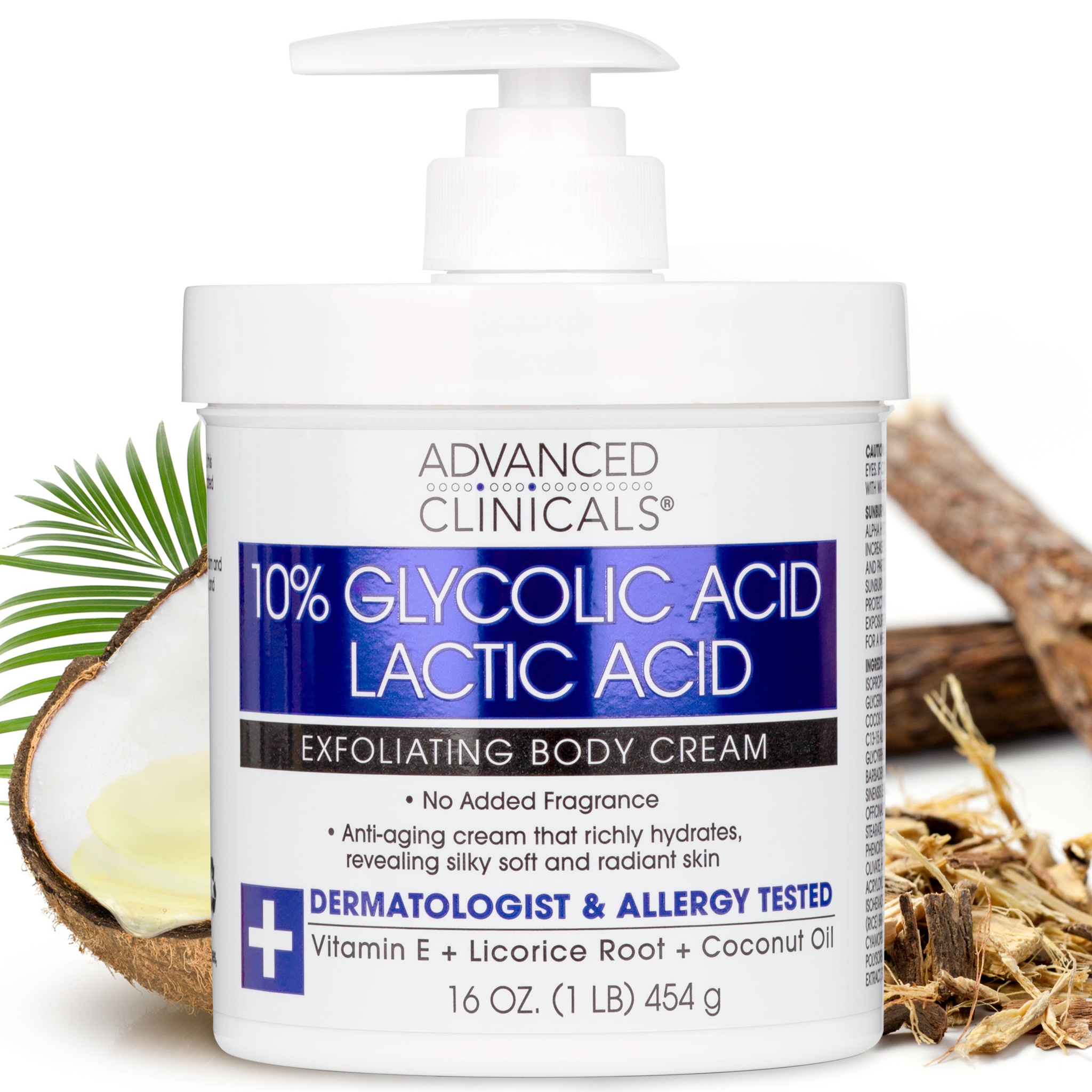 Advanced Clinicals 10% Glycolic Acid + Lactic Acid Exfoliating Body Cream