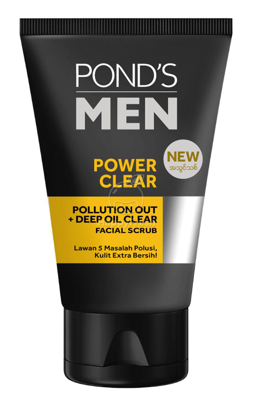 Pond's Men Power Clear Pollution Out + Deep Oil Clear Facial Scrub