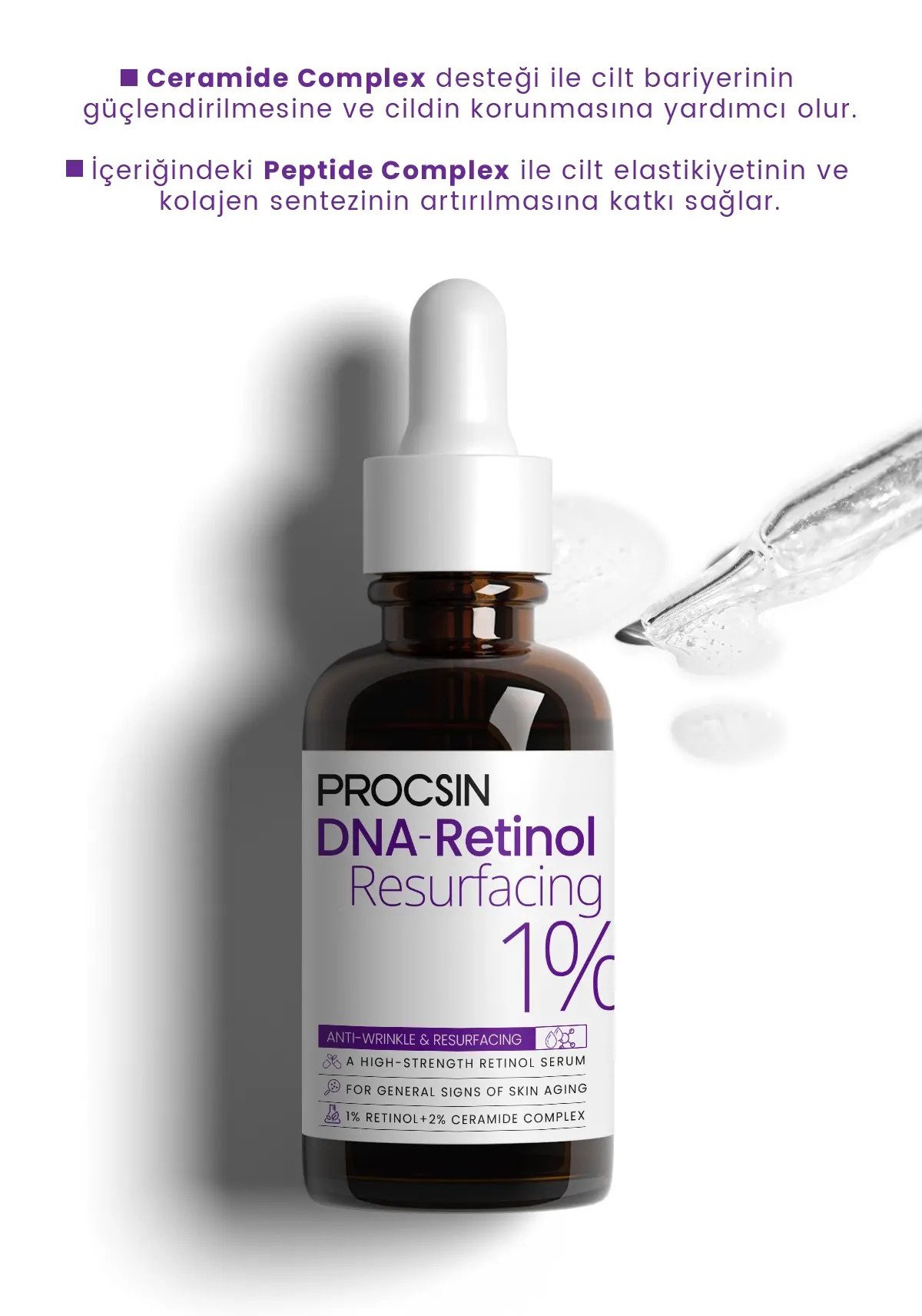 Procsin Procsin Hydro Solution %1 Retinol + Ceramide Complex Yoğun Kırışıklık Karşıtı Onarım + Yenileyici Bakım Serumu