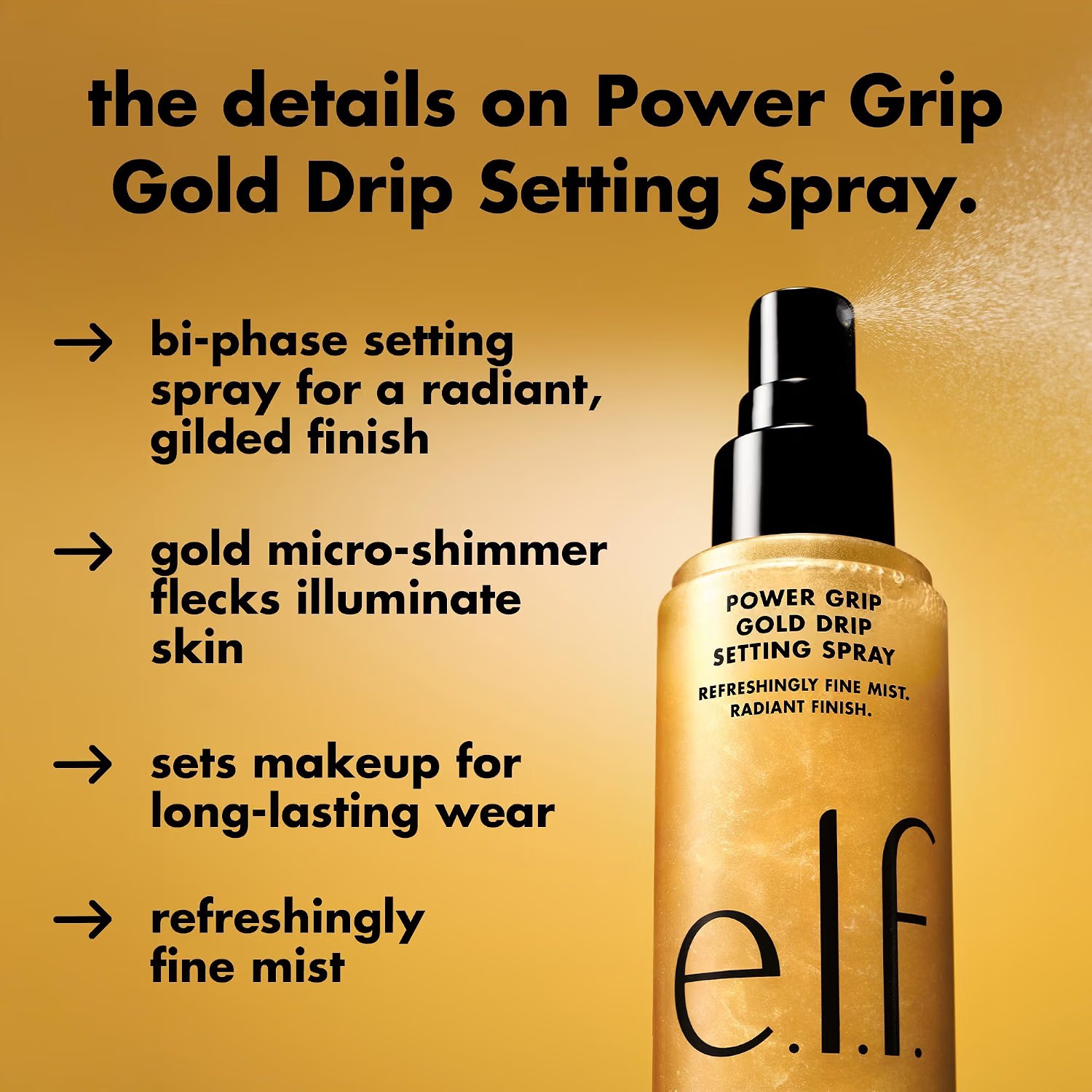 e.l.f. Power Grip Gold Drip Setting Spray