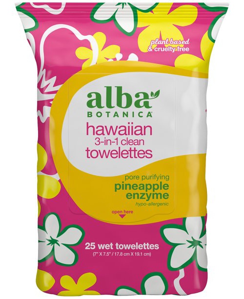Alba Botanica Hawaiian 3-in-1 Towelettes Pineapple Enzyme
