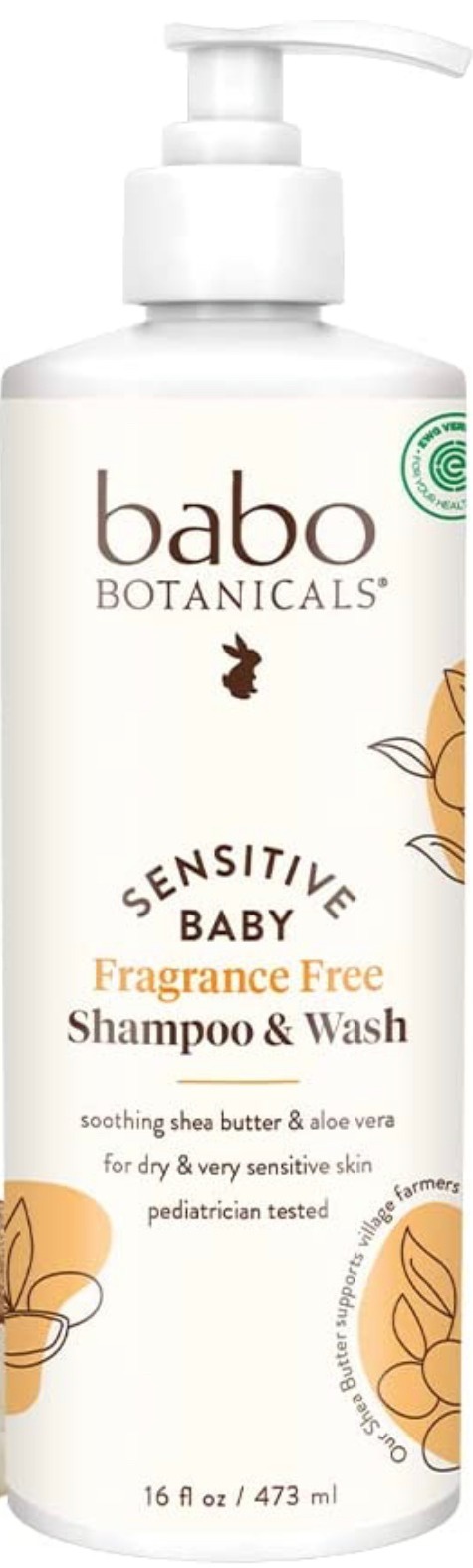 Babo Botanicals Sensitive Baby Fragrance Free Shampoo & Wash