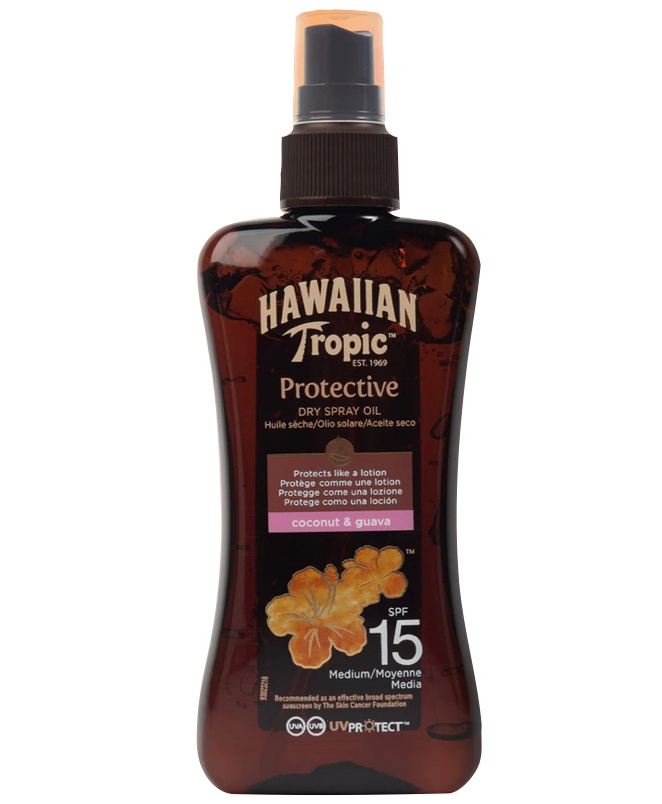 Hawaiian Tropic Protective Spray Oil SPF15 200ml - Huile Solaire Protectrice - Bronzage Avec Protection UV
