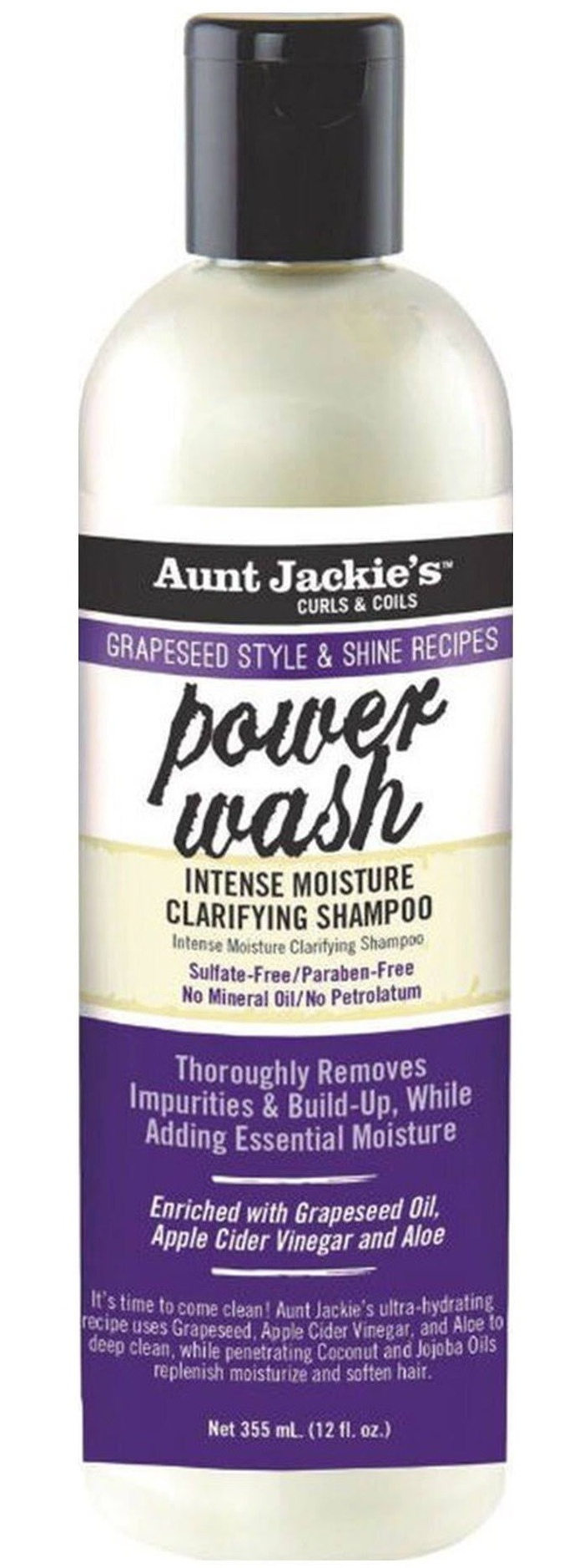 Aunt Jackie's Grapeseed Style & Shine Recipes Power Wash Intense Moisture Clarifying Shampoo