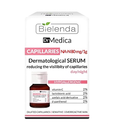 Bielenda Dr Medica Capillaries Dermatological Face Serum Reducing Skin Redness Day Night