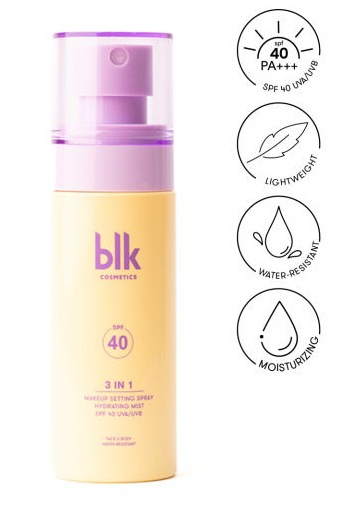 blk Cosmetics Fresh 3in1 Makeup Setting Spray & Hydrating Mist SPF 40 UVA/UVB