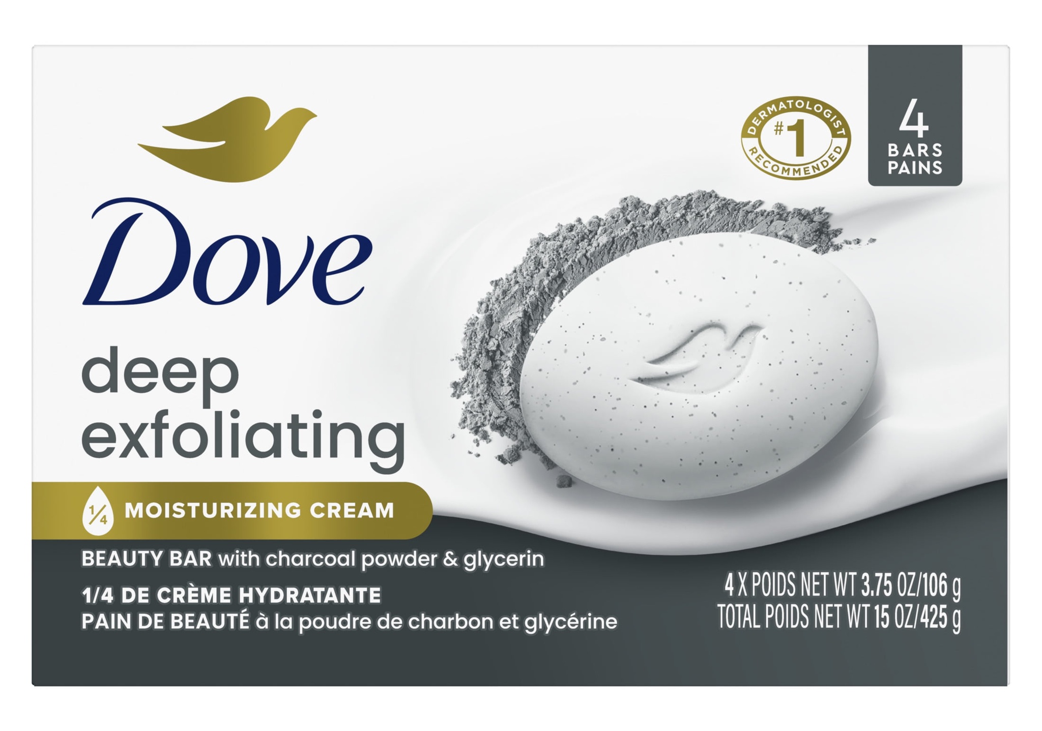 Dove Deep Exfoliating: Charcoal Powder & Glycerin Beauty Bar