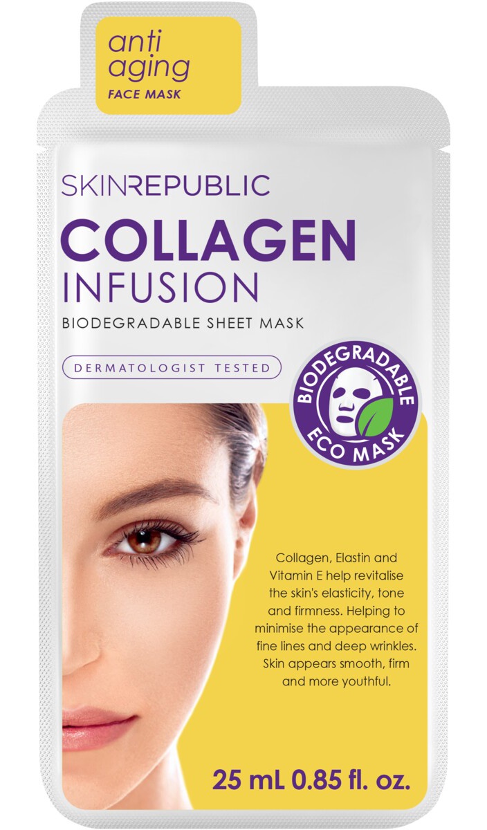 Skin Republic Collagen Infusion Biodegradable Face Mask Sheet