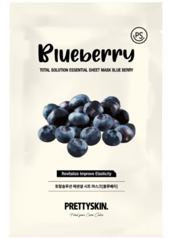 Pretty Skin Total Solution Essential Sheet Mask #blueberry