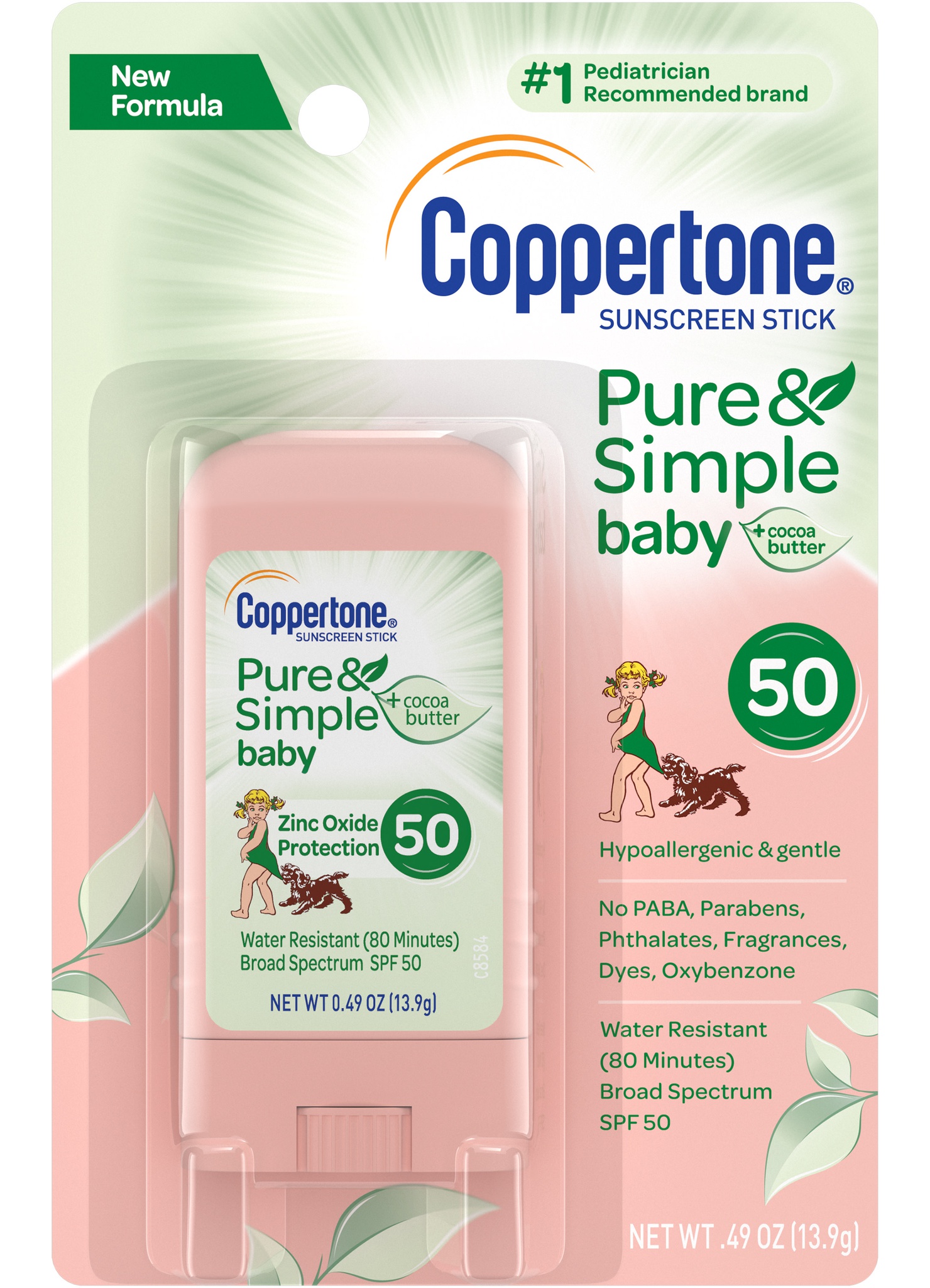 Coppertone Pure & Simple Baby + Cocoa Butter Zinc Oxide Protection Sunscreen Stick