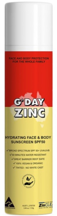 G'day Zinc Hydrating Face & Body Sunscreen SPF50